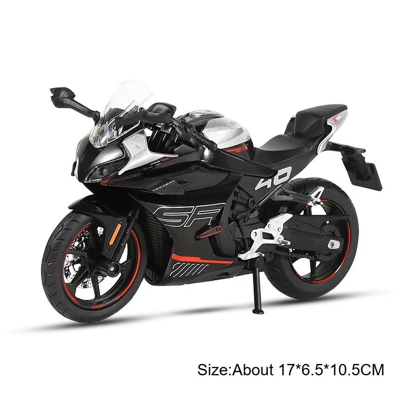 1:12 QJMOTOR QJ600RS Alloy Car CFMOTO 450SR Diecast Motorcycle Model Toys with Light Wheel Damping Vehices Child Christmas Gifts