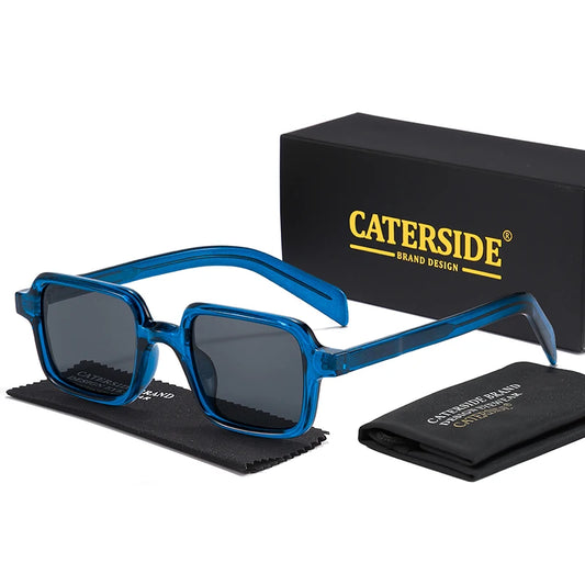 CATERSIDE Square Men  Polarized Sunglasses Cellulose Propionate Temple Tips Frame Sun Glasses Women Outdoor Driving Eyewear