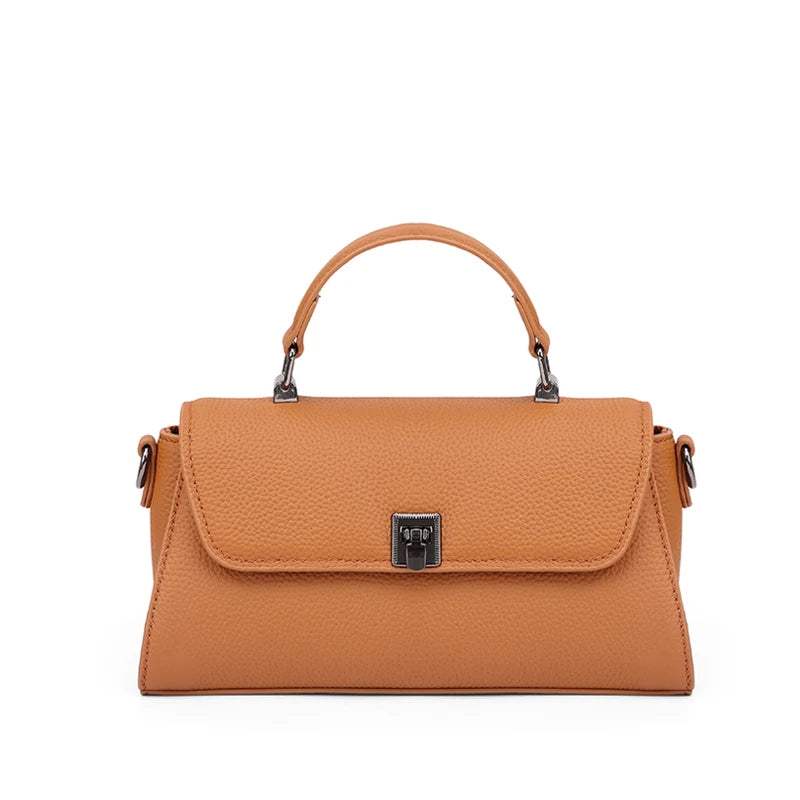 Genuine Leather Top Handle Crossbody Bag for Women Small Togo Leather Shoulder Bag 2026 New Designer Style Mini Handbag