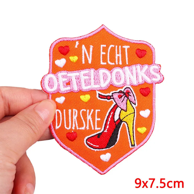 Netherland Oeteldonk Emblem Embroidery Patch Iron On Patches For Clothes DIY Star Heart Carnival For Netherland Embroidery Patch