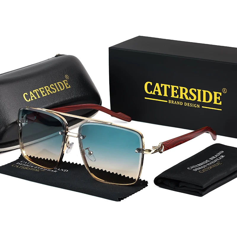 CATERSIDE New Retro Pilot Men's Prescription Sunglasses High Quality Metal Large Frame Women's Fashion Optical Sunglasses UV400