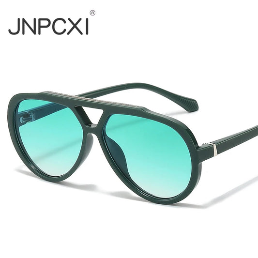 JNPCXI New Fashion Oversized Round Sunglasses for Women Men Vintage Gradient Green Sun Glasses Ladies Sexy Punk Driving Shades