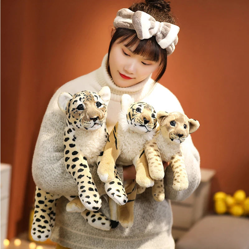 Lifelike Soft Stuffed Animals Lying Tiger Plush Toys Simulation Catamount Little Lion Leopard Doll Cute Gifts