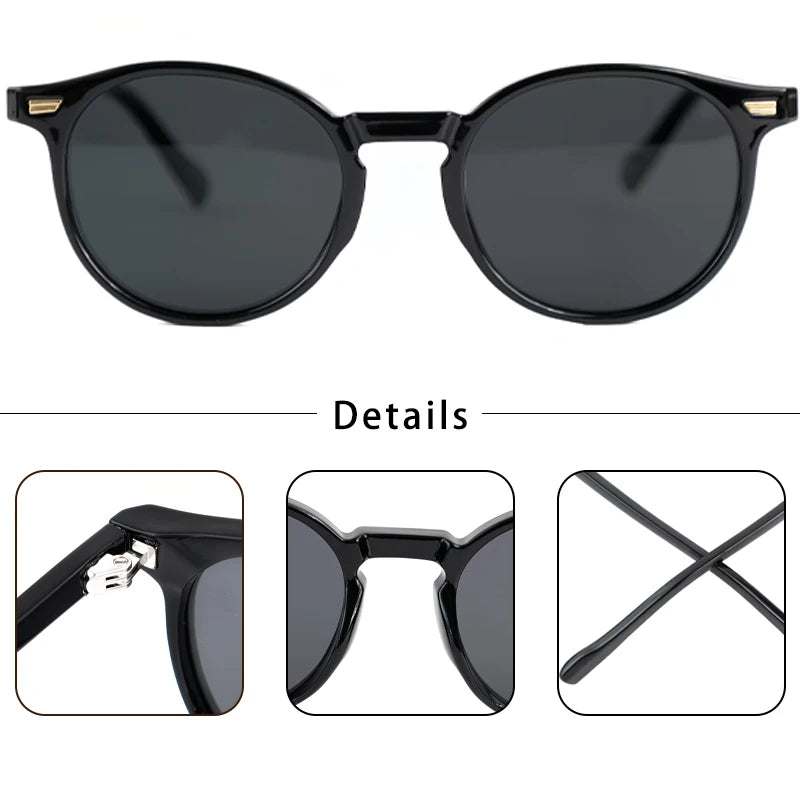 CATERSIDE Retro Polarized Sunglasses Men Round Personalized Fashion Sun Glasses Women Outdoor Driving Beach Sports Eyewear UV400