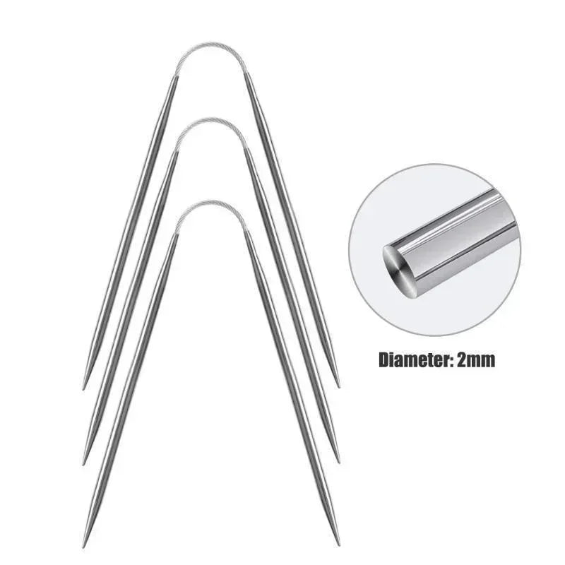 3Pcs Knitting Needles Knitting Tool Stainless Steel Circular Flexible Sock Knitting Needles