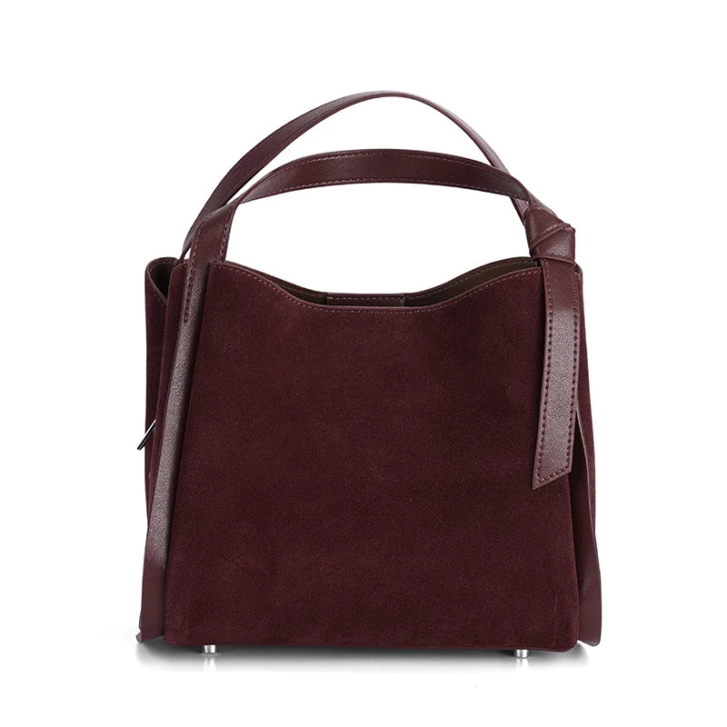 Women Suede Cow Leather Shoulder Bag Female Genuine Leather Versatile Handbags Ladies Fashion Luxury Designer Crossbody Bags