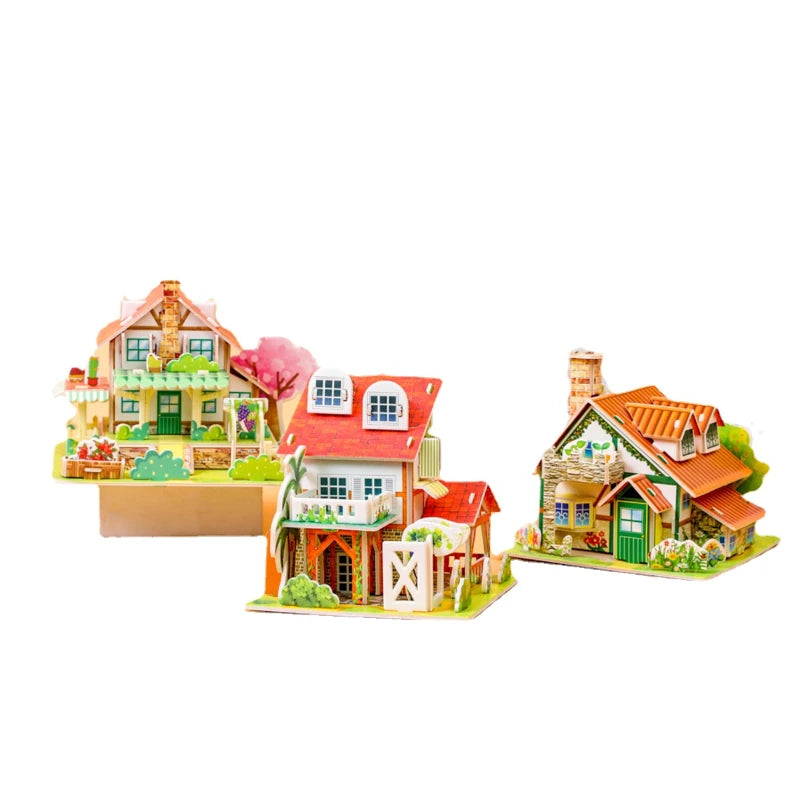 3D Puzzle Handmade DIY House Model Puzzle Children Boys and Girls Toys Paper Jigsaw Puzzle  Baby Toys Christmas Gift