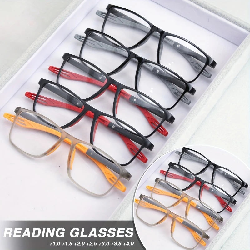 9pcs rectangular sport presbyopia glasses fashion simple model reading glasses middle-aged and elderly men and women