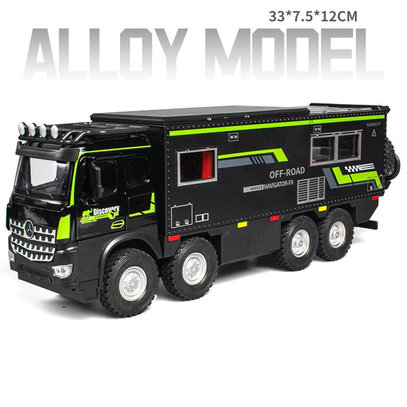 1:18 NOMADISM Alloy Diecast Travel RV Model Toys Car Doors Opened with Sound Light Wheel Sliding Vehices Boy Collecting Hobbies