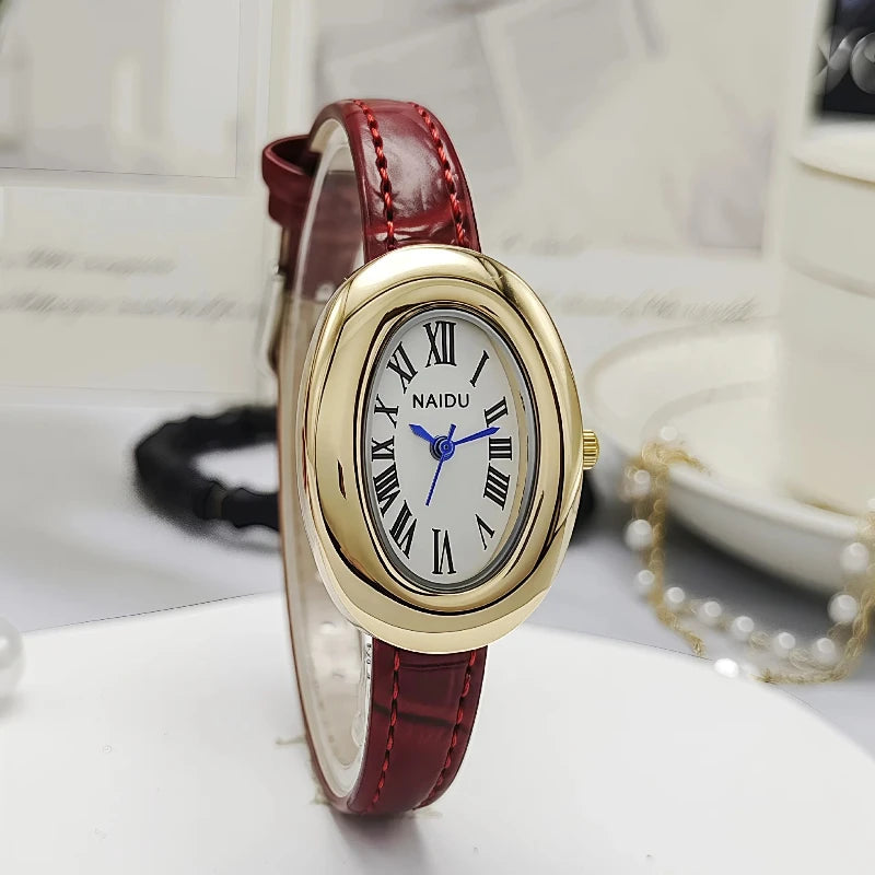 Fashion Women Mid Ancient Style Oval Dial Small Watch Adjustable Steel Strap Quartz Wristwatch Relogio Feminino Dropshipping