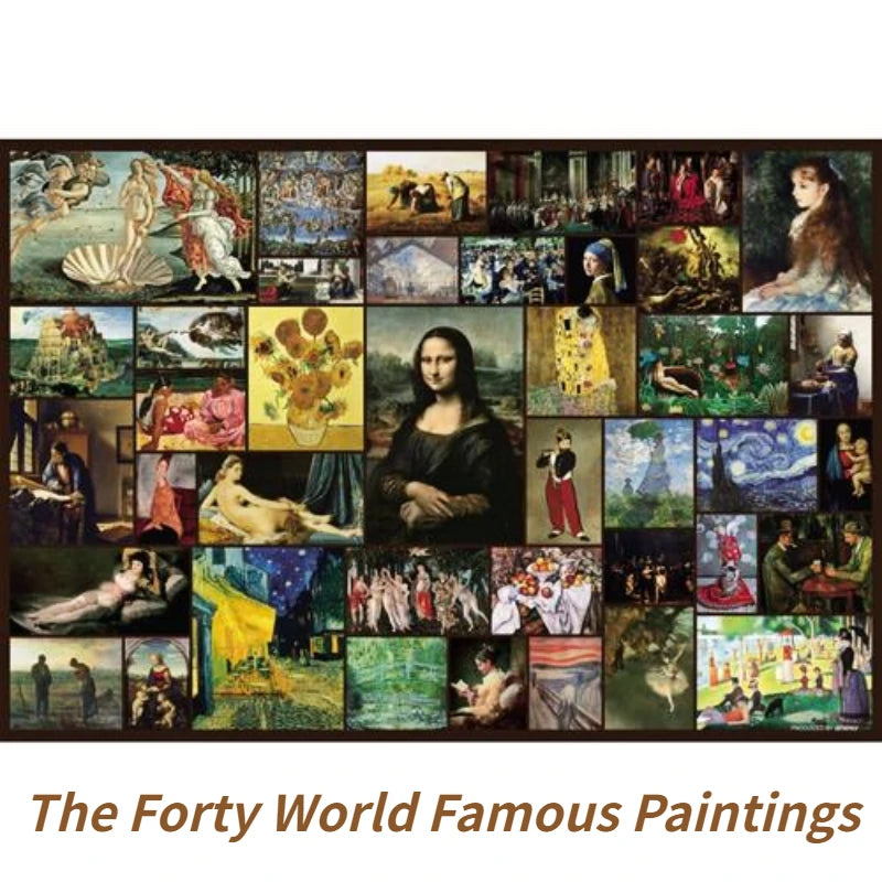 80*60cm 1500pcs Paper Jigsaw Puzzle The Forty World Famous Paintings Figure Statue Painting Stress Reducing Toys Christmas Gift