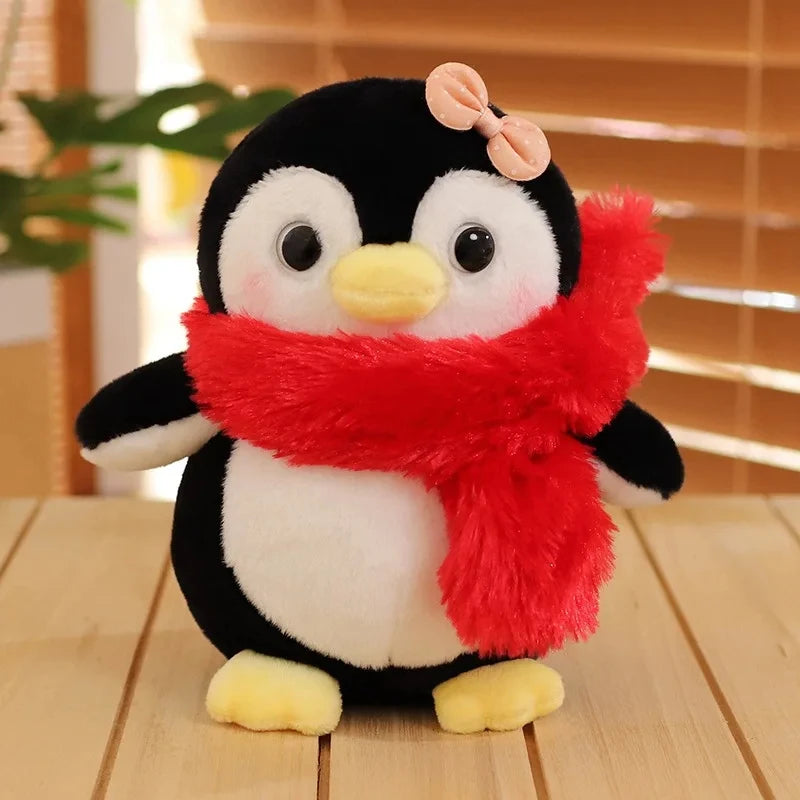 20-25cm Cute Penguin Wear A Bow Scarf Plushies Doll Cartoon Stuffed Animal Soft Sofa Cushion Baby Sleeping Pillow for Kids Gifts