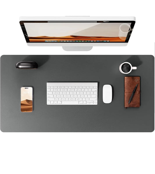 Large Dark Gray Mouse Pad Office Desk Mat Non-Slip PU Leather Desk Pad Protector