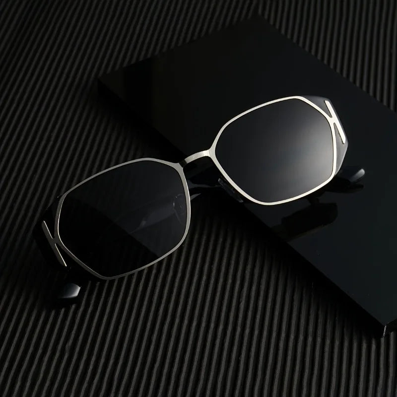 Unisex Stylish Black & Golden Rimless Fashion Glasses - Lightweight Metal & Acetate Frame Perfect for Music Festivals