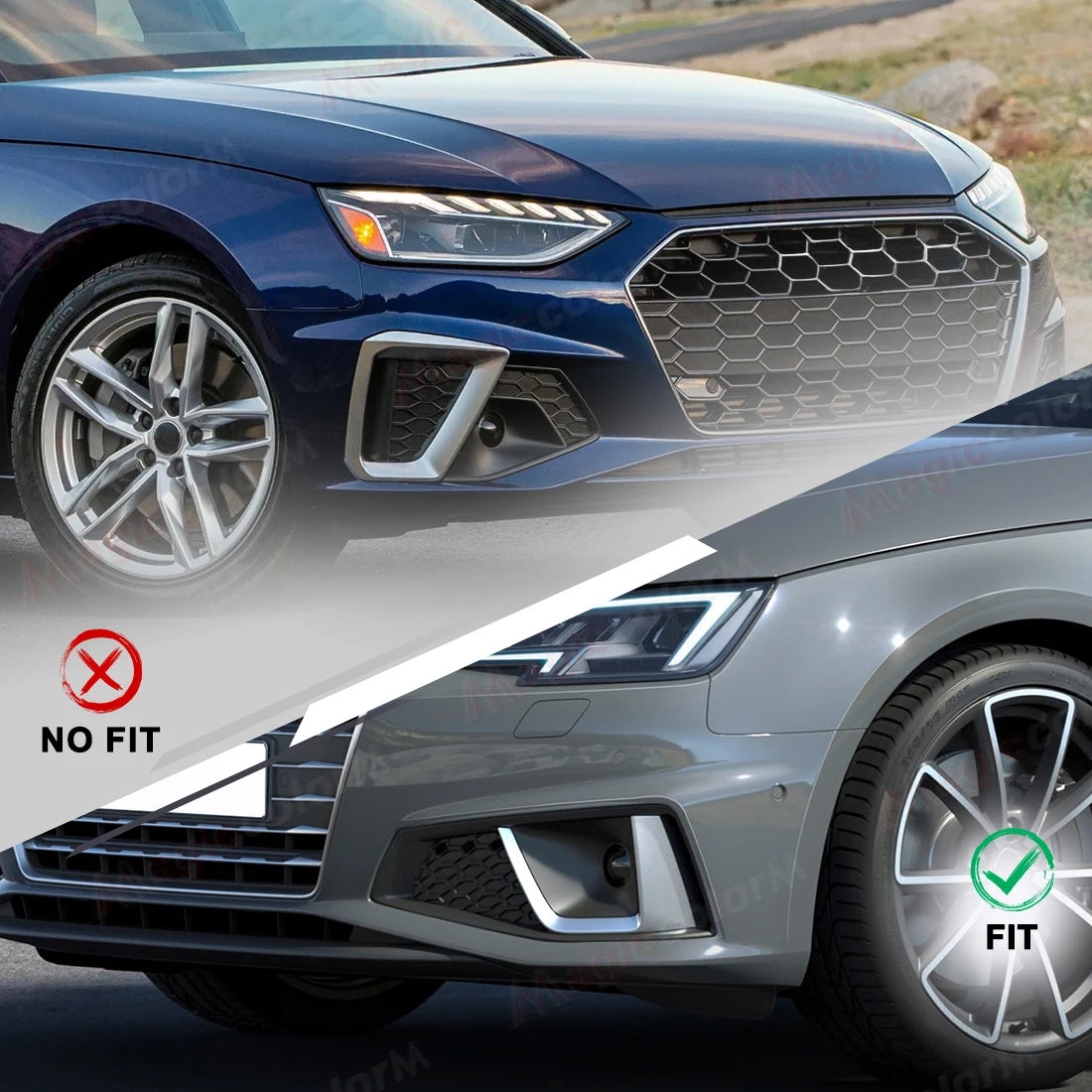 For Audi A4 B9 S-LINE S4 2018 2019 2020 Car Fog Lamps Cover Front Bumper Foglight Grille Grill Accessories 8WD807681J 8WD807682J