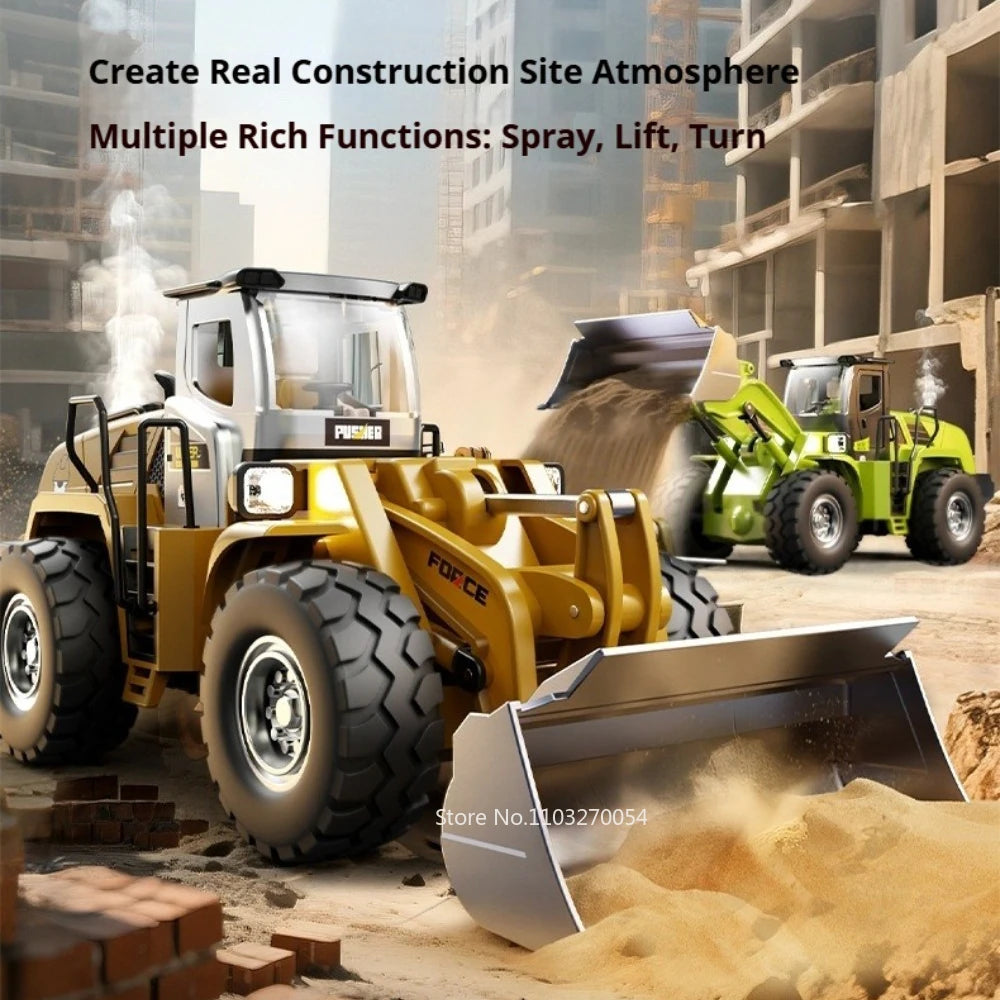 1:32 Alloy Engineering Forklift Diecast Model Toys Car with Spray Sound Light Front Wheel Steering Vehcies Kids Interactive Toys