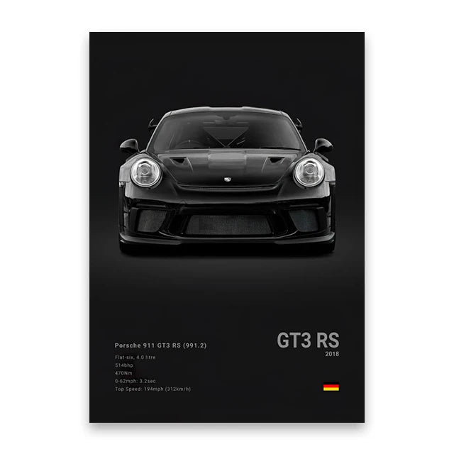 2018 Porsche GT3 RS Print Famous Brand Cars Canvas Wall Poster Room Decor