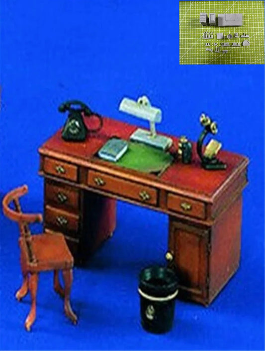Unpainted 1:35 Resin Model GK Scene Resin Office Desk and Chair Scene Assembly Model