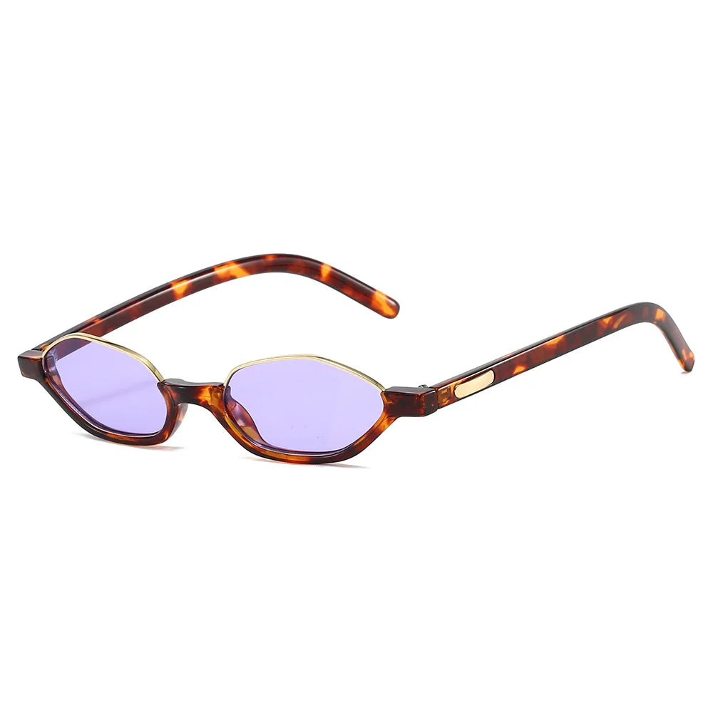 JNPCXI New Semi-Metal Polygon Cat Eye Women Orange Sunglasses Fashion Candy Color Shades UV400 Men Sun Glasses