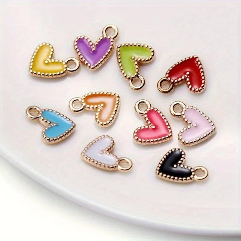 25Pcs Mix Enamel Heart Charms Cute Pendants for Jewelry Making DIY Handmade Necklace Earrings