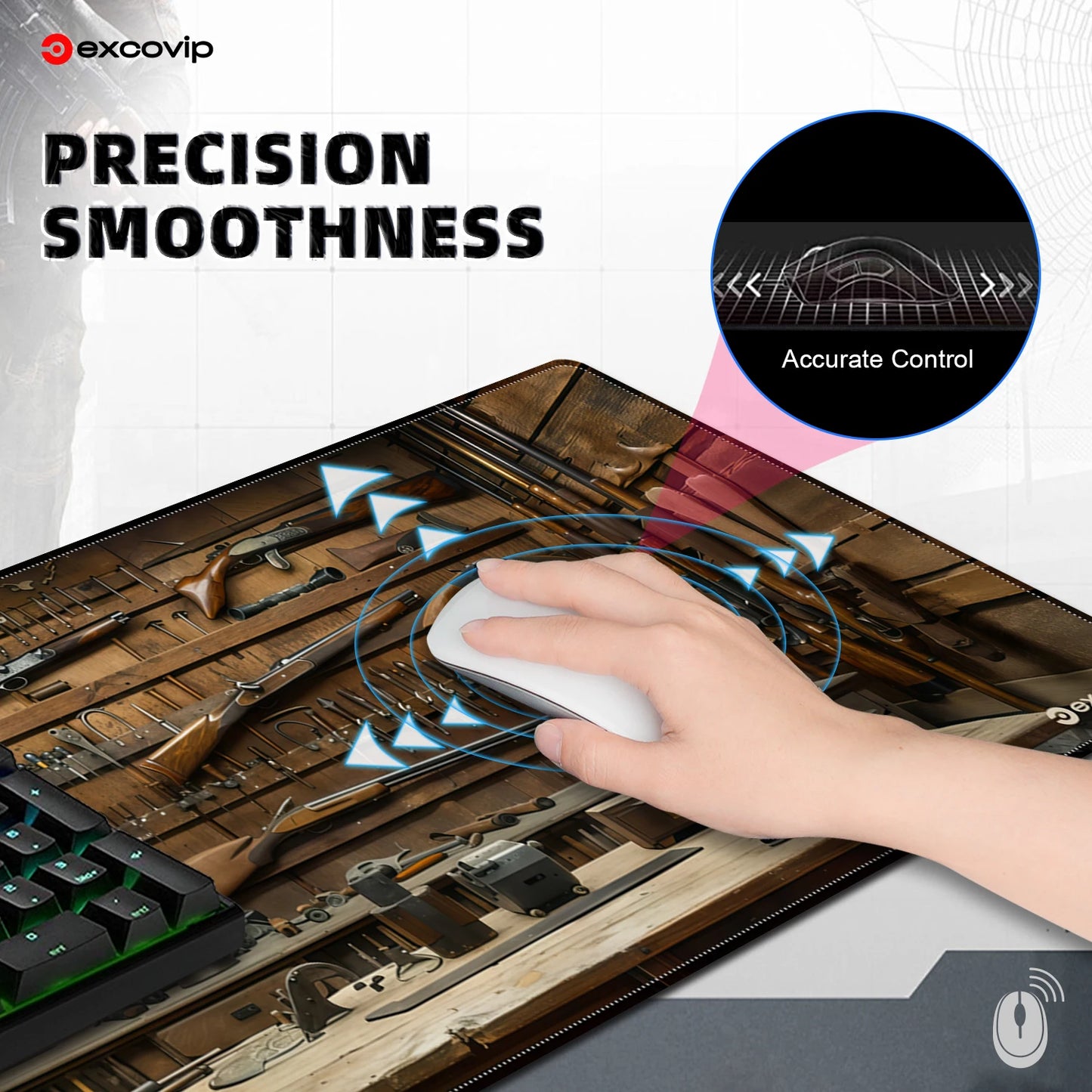 EXCO Gaming Mouse Pad Large Keyboard Mousepad with Stitched Edge Non-Slip Rubber Base Computer Desk Mat for Office Home