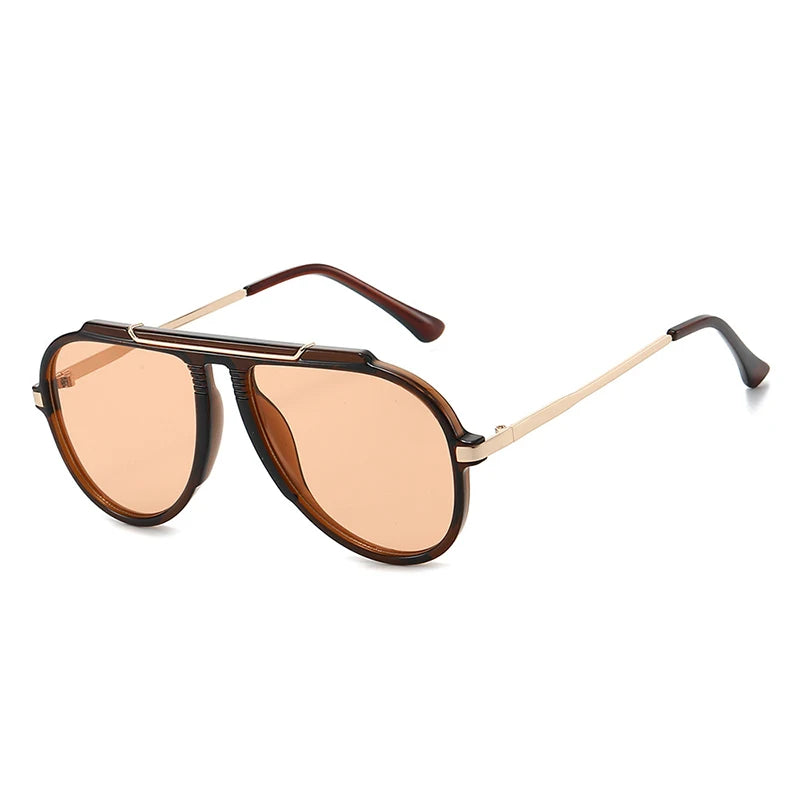 JNPCXI New Retro Oversized Big Frame Women Sunglasses Gradient Tea Color Oval Pilot Shades UV400 Cool Men Vacation Sun Glasses