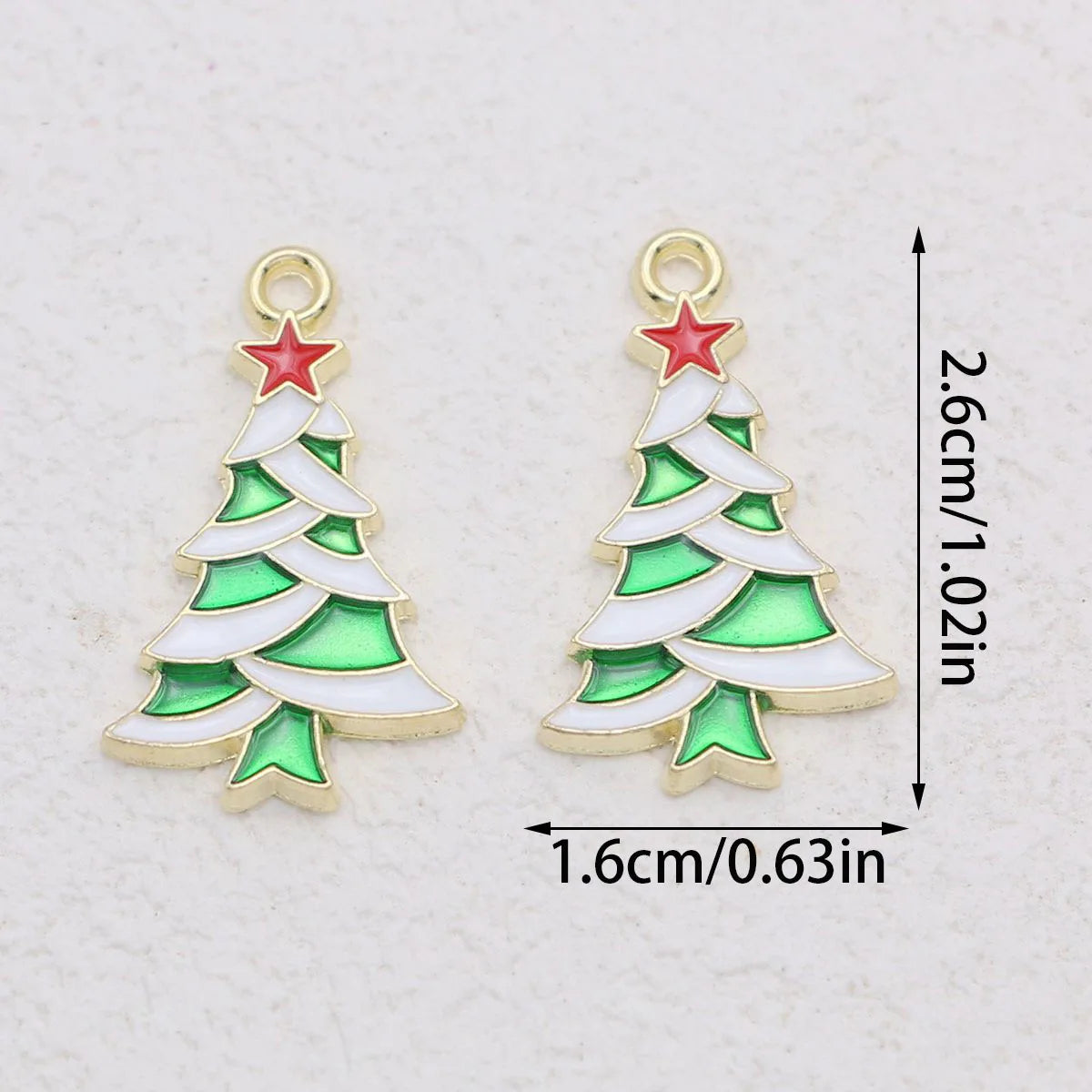 20pcs Gold Plated Enamel Christmas Tree Pendants Suitable for Jewelry Making Bracelet Necklace Accessories DIY Craft Accessorie