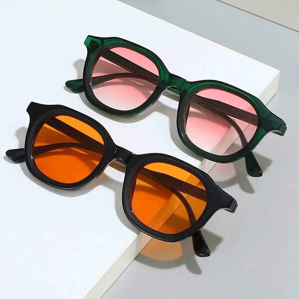 JNPCXI Fashion Small Round Sunglasses Women Retro Green Gradient Shades UV400 Men Trending Sun Glasses