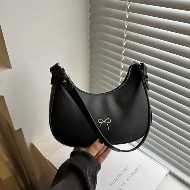 Bowknot Armpit Bag Korean Underarm Bag Luxury PU Leather Y2K Handbag Girls Shoulder Bag Clutch Purse Bolsa Feminina 2026
