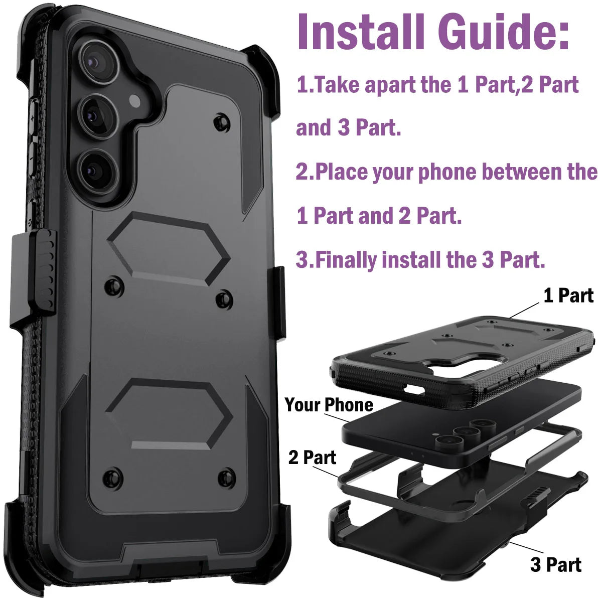 Samsung Galaxy S24/S24+/S24 Ultra/S24 FE Rugged Shockproof Heavy Duty Phone Case