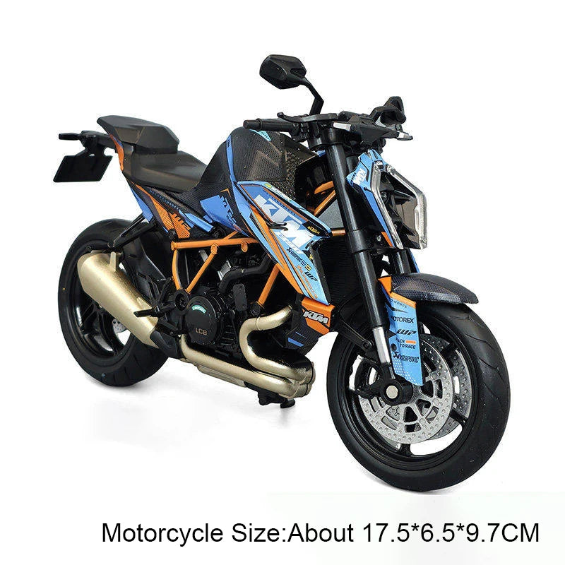 1:12 KTM 1390 KTM RC 390 Alloy Model Toys Car Diecast Motorcycle Front Wheel Steering Shock Absorption Vehice Kids Birthday Gift