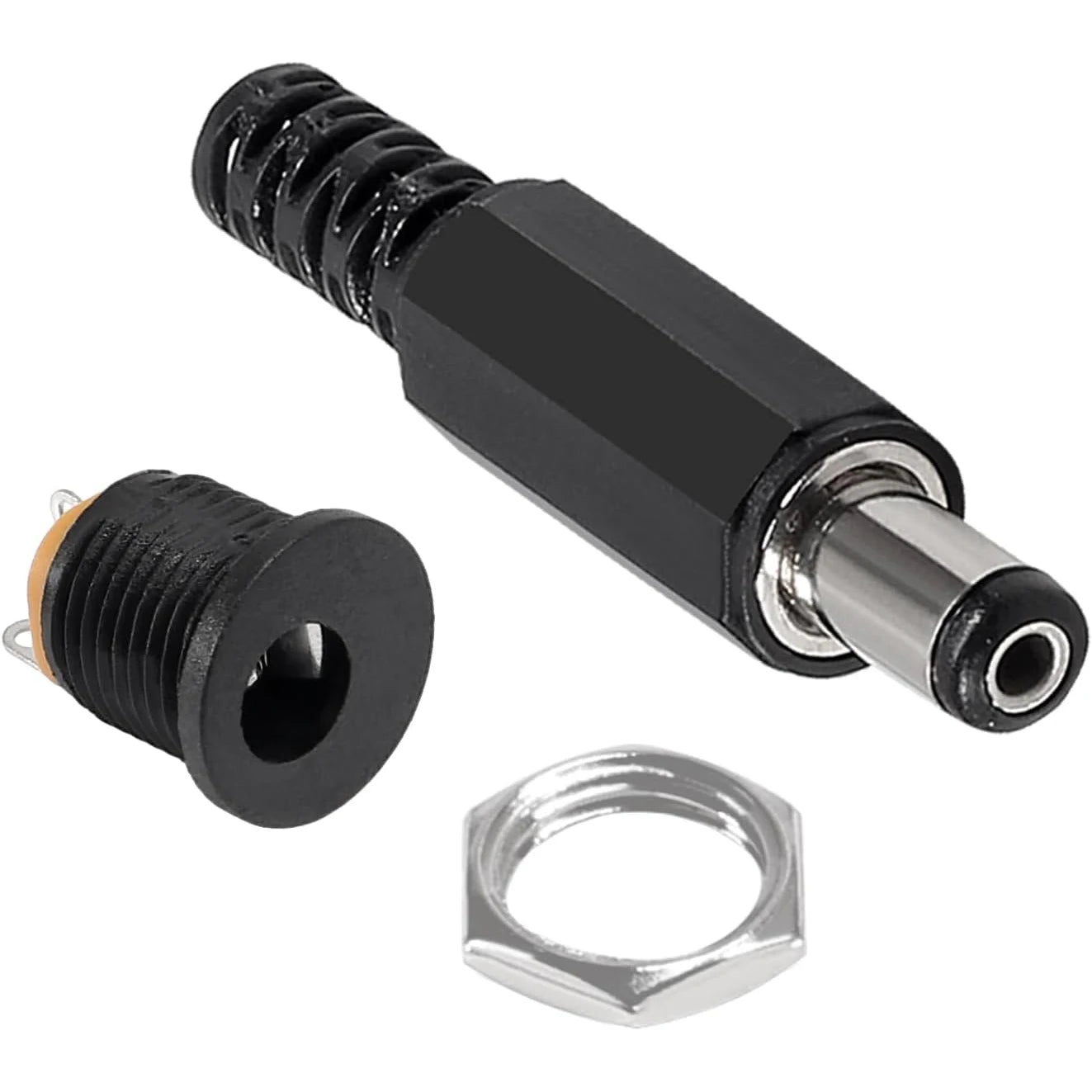20Pair 12V 3A 5.5x2.1mm DC Power Male Plugs Connector DC Power Socket Female Jack Screw Nut Panel Mount Adapter 5.5 * 2.1mm
