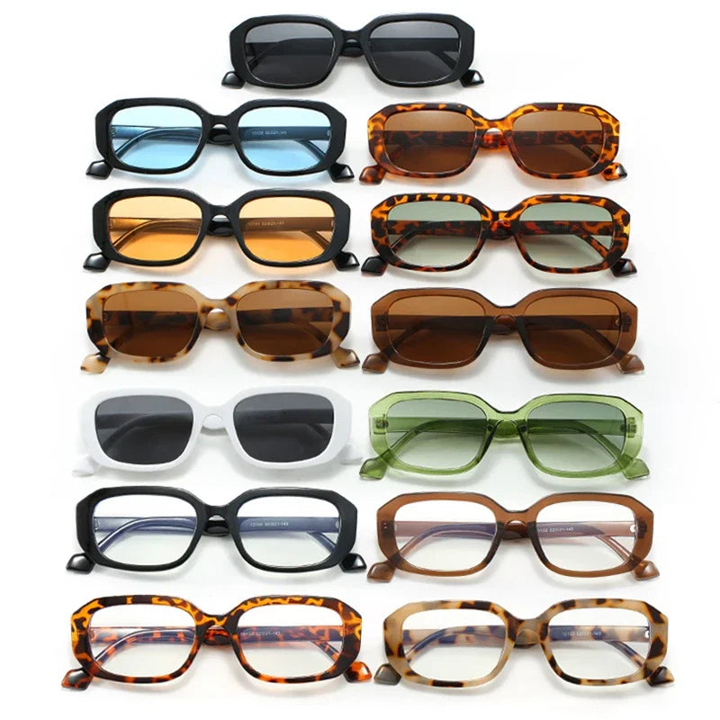 JNPCXI Fashion Small Polygon Rectangle Sunglasses Women Retro Clear Gradient Shades UV400 Men Sun Glasses