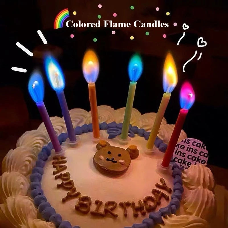 5/6pcs Rainbow Flame Birthday Candles - Creative Cake Toppers for Parties & Desserts