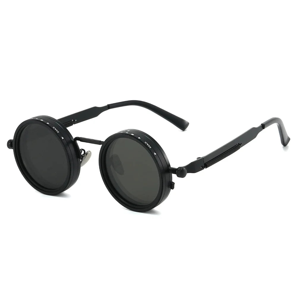 JNPCXI New Vintage Round Punk Men Sunglasses Shades UV400 Fashion Women Adjustable Dimming Outdoor Sun Glasses