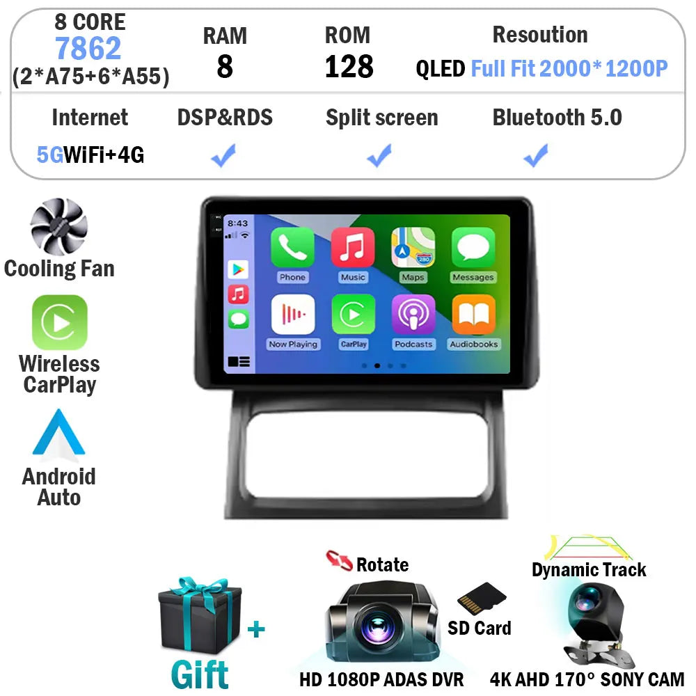 Android 15 Car Radio Carplay For Renault Clio 2 BB CB 2001 - 2012 Navigation GPS Android Auto Screen Stereo 5G Wifi BT DSP