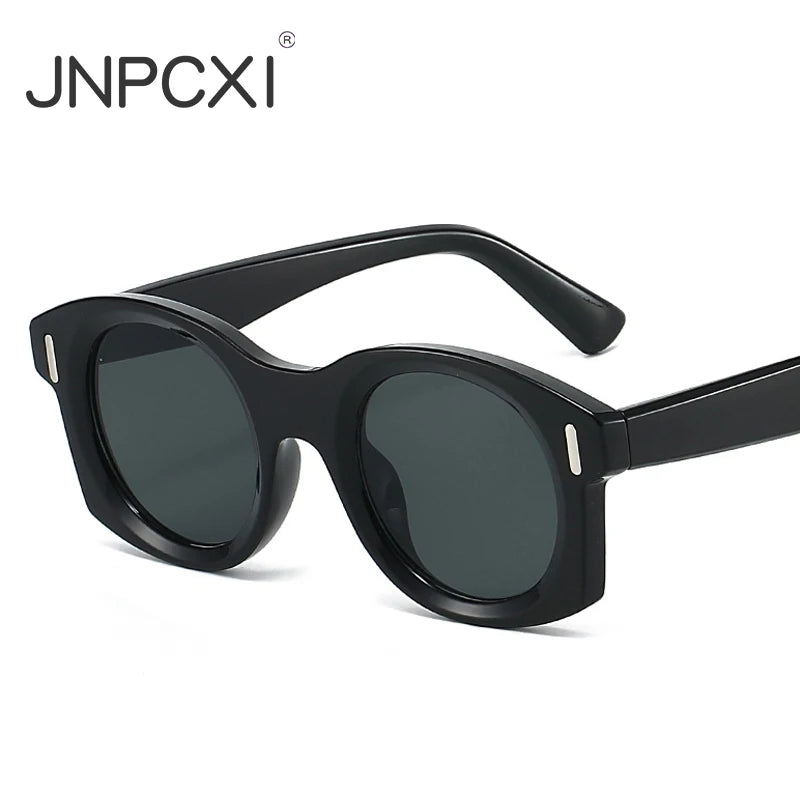JNPCXI Ins Popular Fashion Square Sunglasses Women Gradient Mirror Shades UV400 Retro Rivets Men Punk Sun Glasses