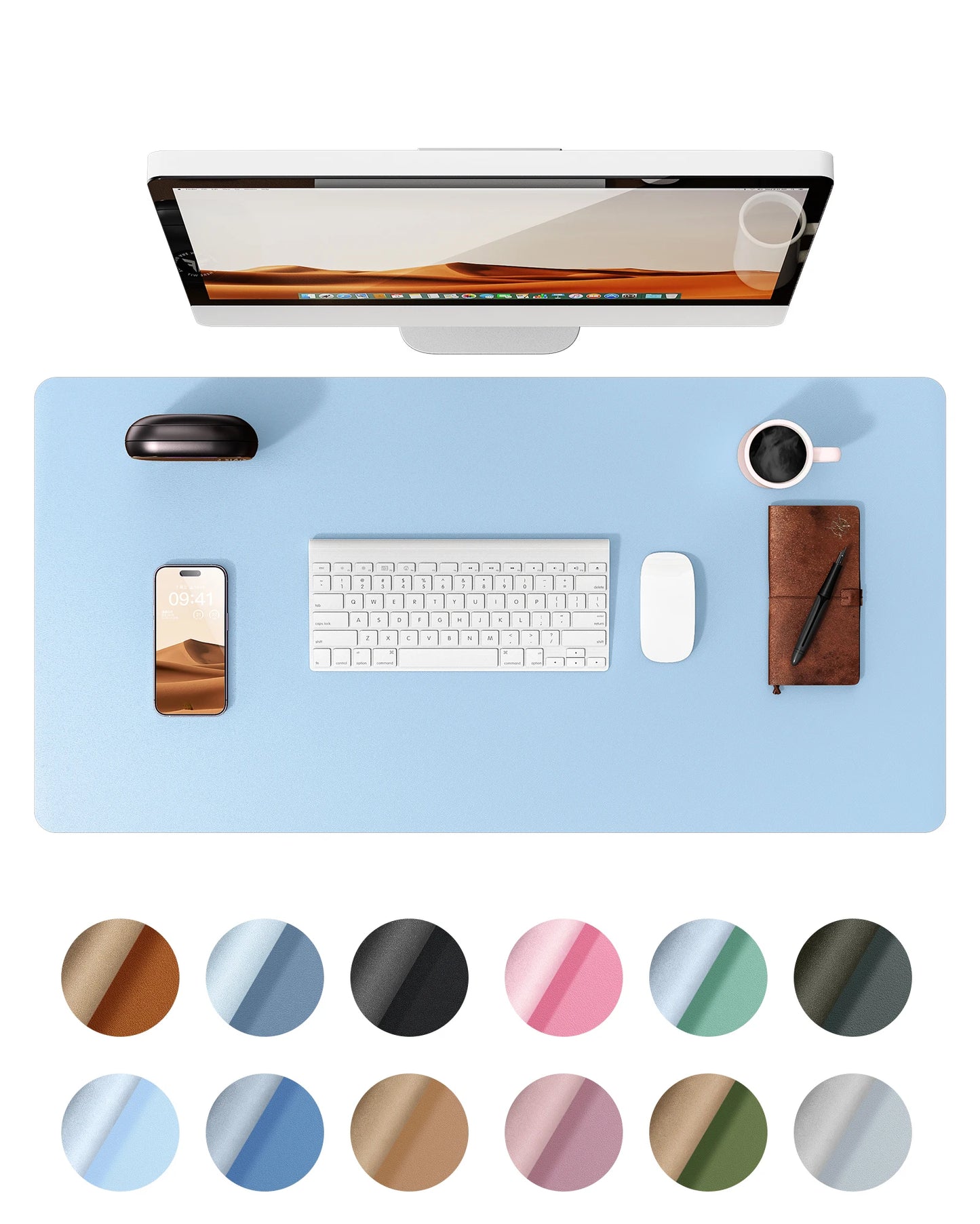 Large Size Leather Desk Pad Protector, Office Desk Mat, Large Mouse Pad, Non-Slip PU Leather Desk Blotter, Laptop Desk Pad