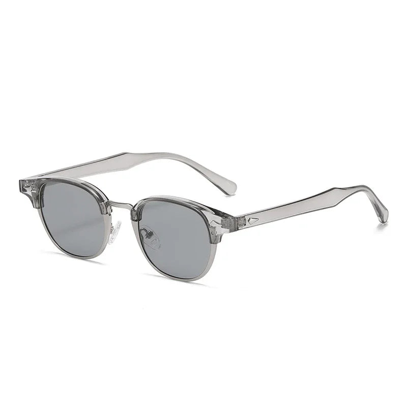 JNPCXI New Retro Classic Semi-Metal Oval Women Sunglasses Fashion Punk Men Rivets Shades UV400 Sun Glasses