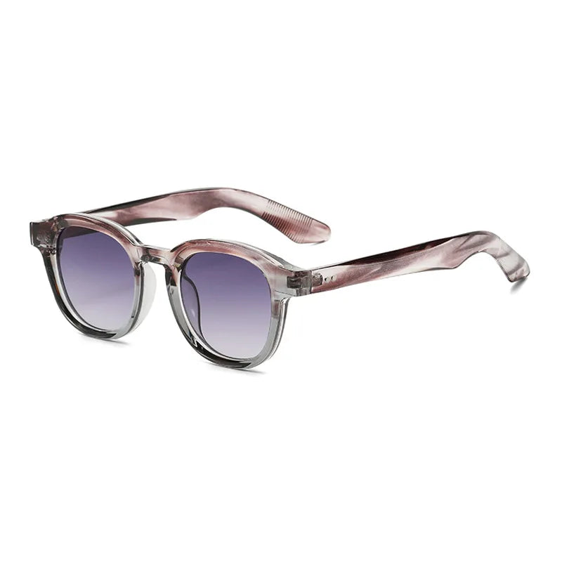JNPCXI Retro Rivets Polarized Men Round Sunglasses Fashion Black Blue Trending Shades UV400 Women Clear Frame