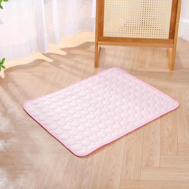Pink Summer Cooling Pet Mat, Gel Ice Pad Dogs & Cats, Breathable Non-Slip Bed
