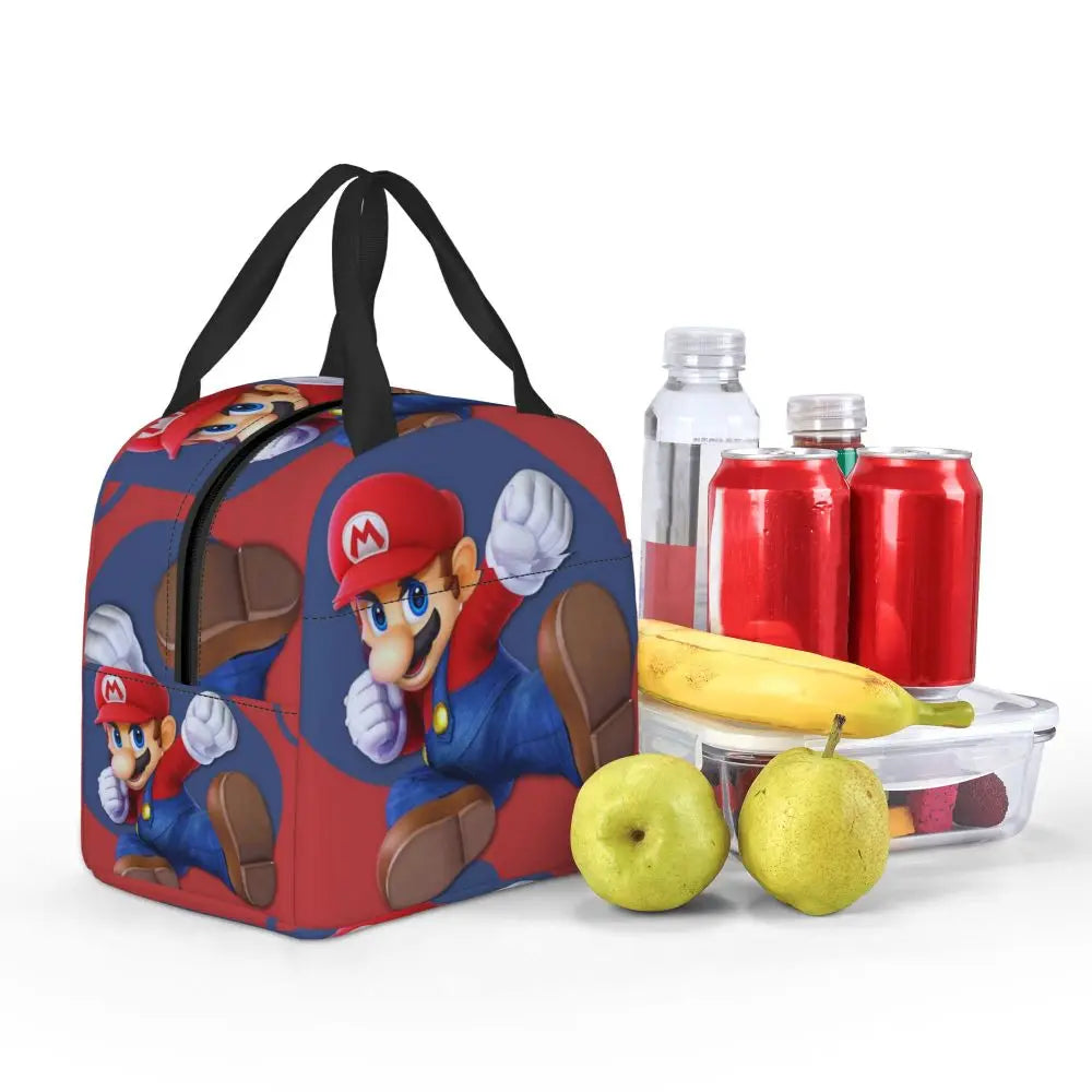 Custom Mario Super Bros Insulated Lunch Bag Reusable Thermal Cooler Lunch Box M4