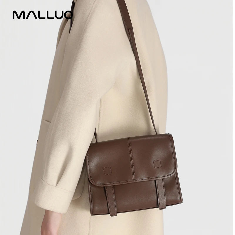 Women's Genuine Leather Solid Color Crossbody Bag Multi-Pocket Shoulder Bag Lightweight Messenger Bag Luxury Designer Handbag