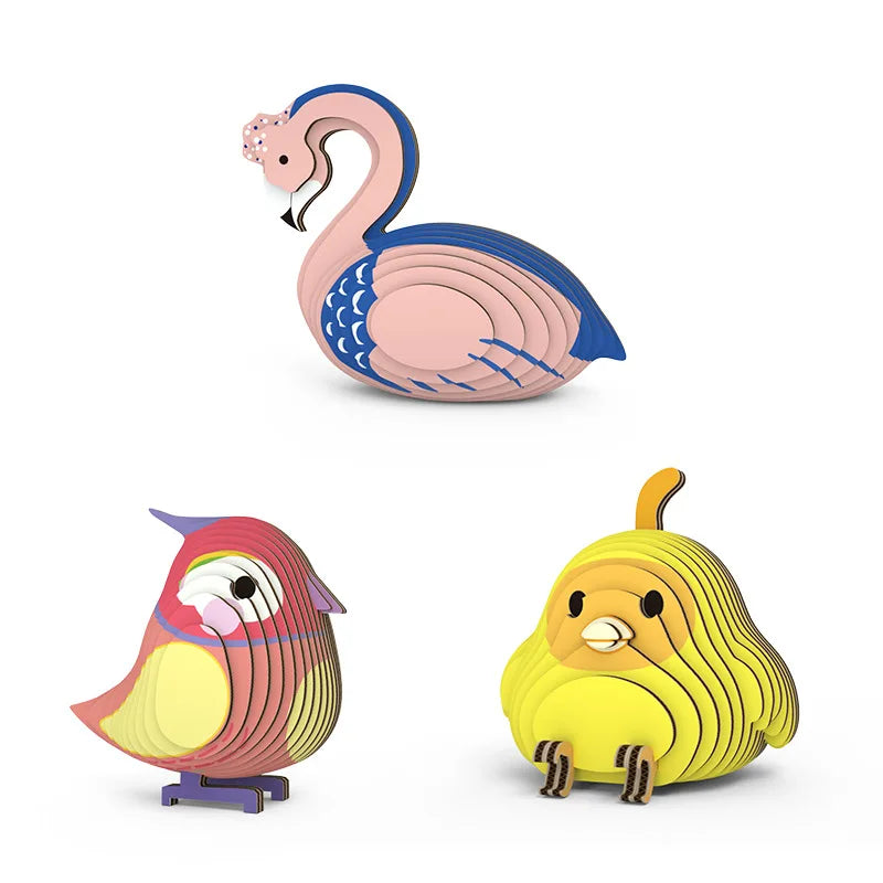 Animal 3D Paper Puzzle For Kids Educational Toys Parrot Theme Funny DIY Manual Assembly Three-dimensional Model Toy For Boy Girl