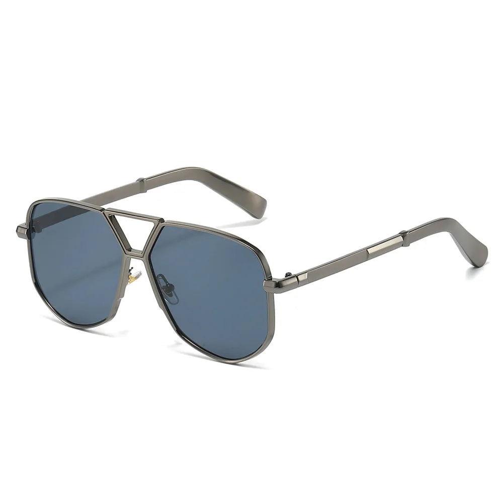 JNPCXI New Oversized Pilot Sunglasses Men Brand Designer Double Bridge Sun Glasses UV400 Metal Frames Beach Holiday Shades