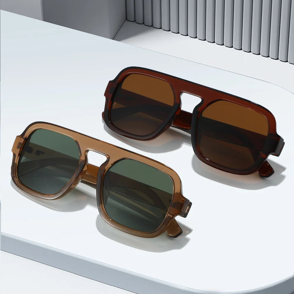 JNPCXI Ins Popular Fashion Square Sunglasses Women Retro Rivets Clear Gradient Shades UV400 Men Trending Sun Glasses