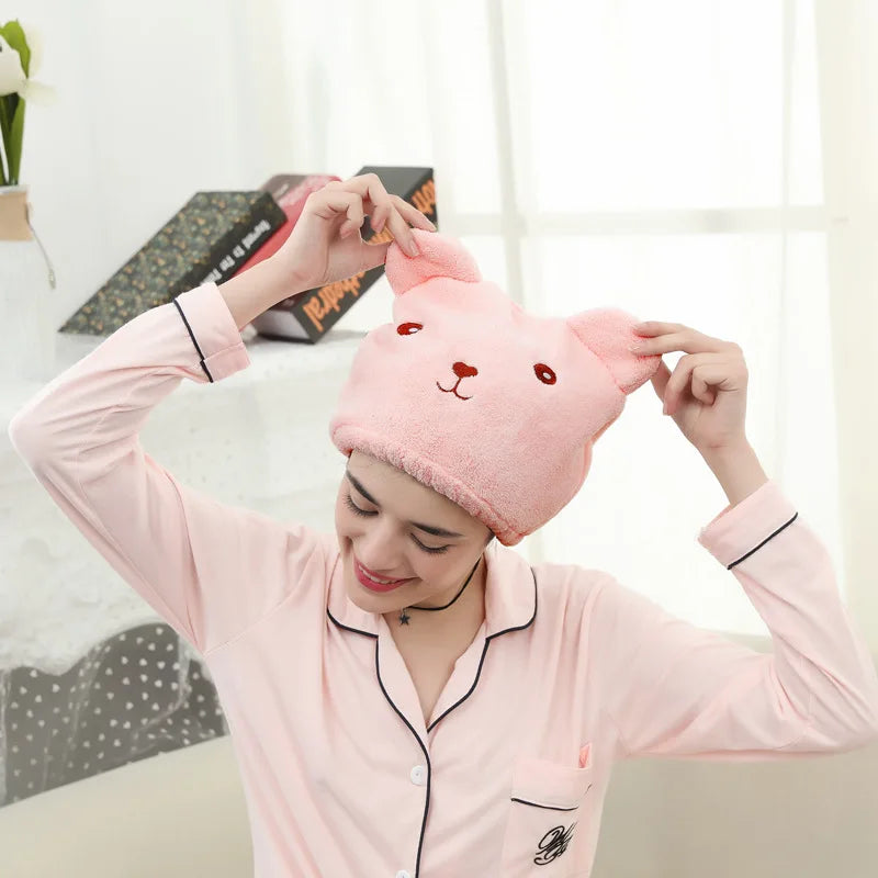 1pc Cartoon Quick Drying Hair Towel Wrap, Hair Drying Towel Wrap for Curly Long Thick Hair