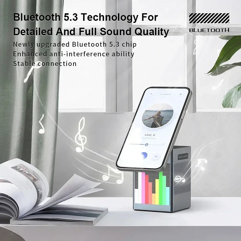 6 in 1 Magnetic Wireless Charger Multifunction with Bluetooth Speaker Alarm Clock for Iphone 16 15 Pro Max for Airpods 2 Iwatch