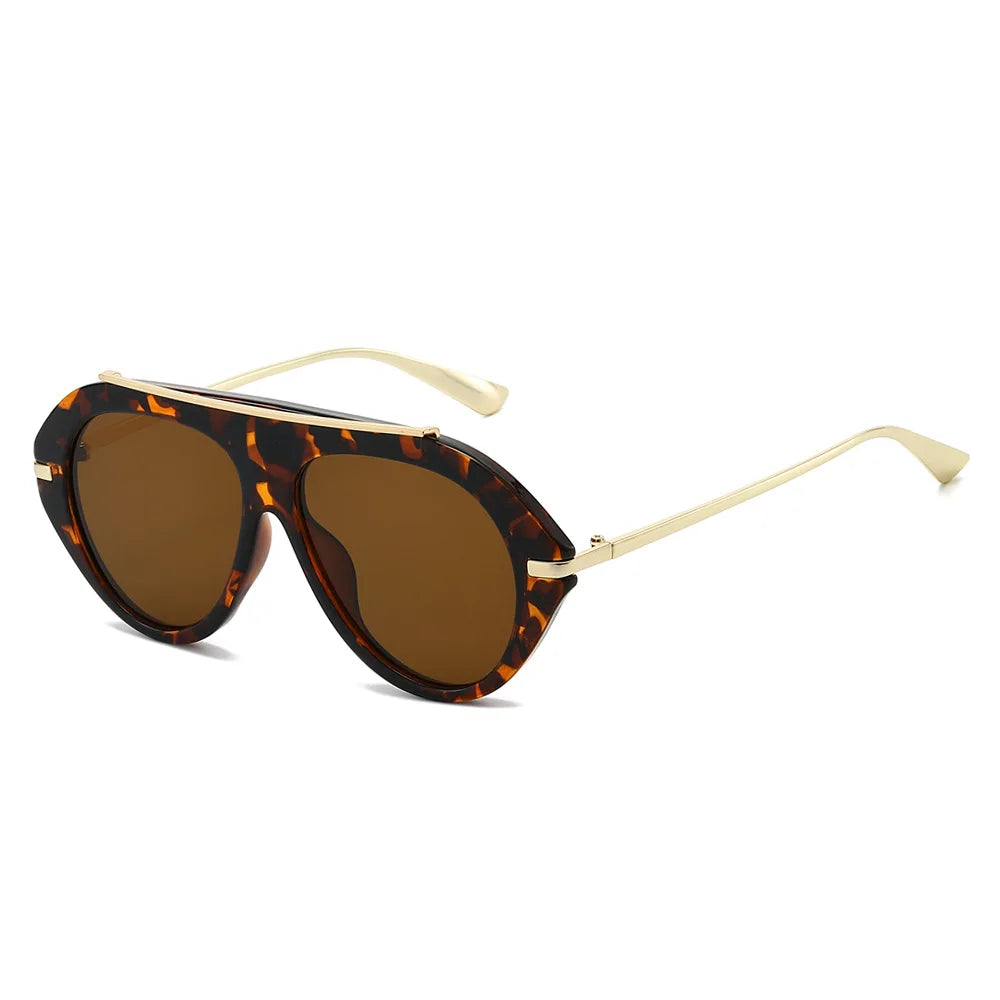 JNPCXI Ins Popular Fashion Oversized Leopard Green Pilot Sunglasses Women Shades UV400 Retro Gradient Men Sun Glasses