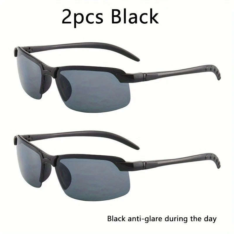 Night Vision Glasses for Women Men Fashion Semi Rimless Driver Anti-Glare Goggles Glasses for Night Driving